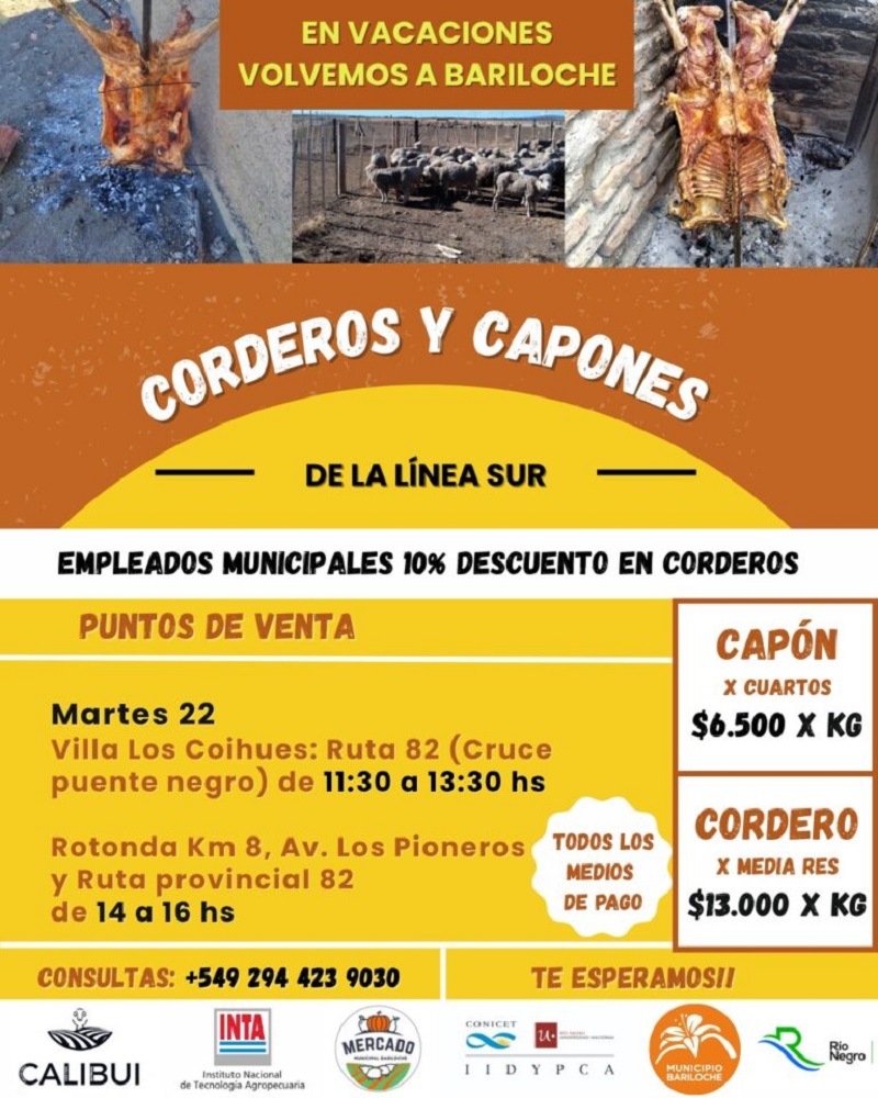 ¡Corderos y capones frescos en Bariloche!