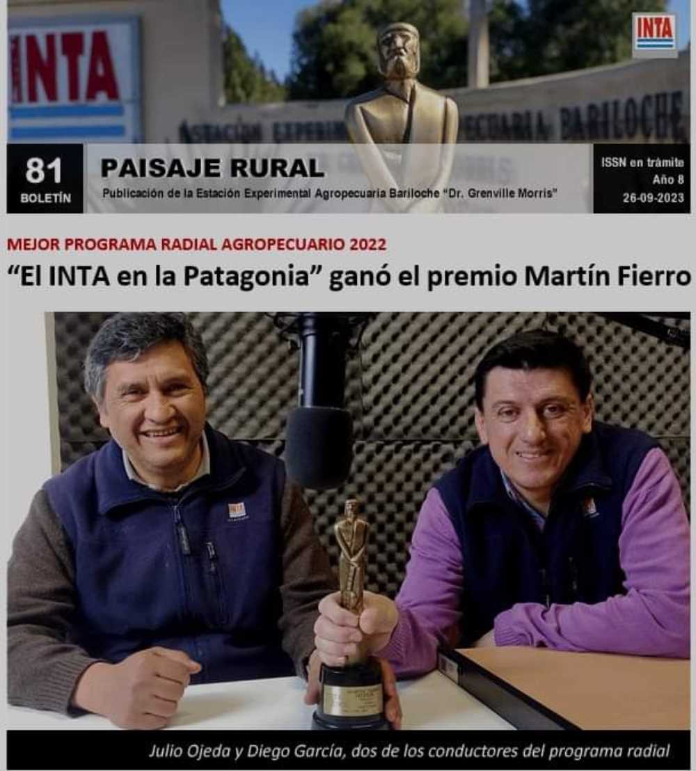 “El INTA en la Patagonia” ganó el premio Martín Fierro
