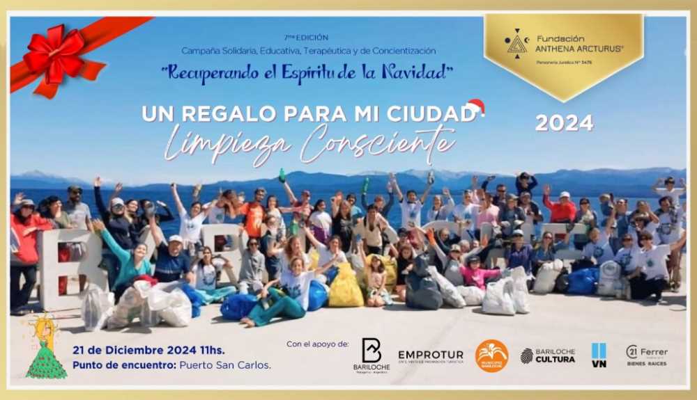 En esta Navidad se invita a la comunidad a unirse y participar de “Un regalo para mi ciudad”, limpieza consciente a realizarse en Bariloche