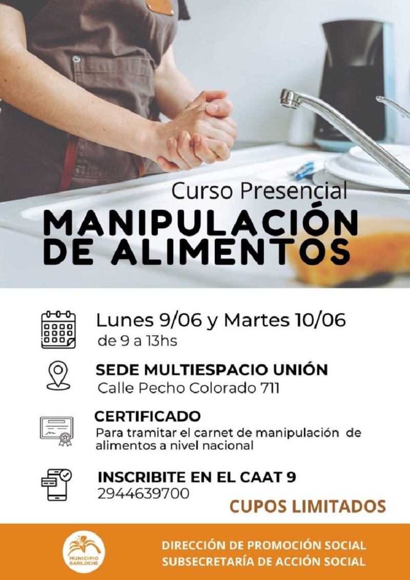 Municipio ofrece curso gratuito de Manipulación de Alimentos con certificación oficial