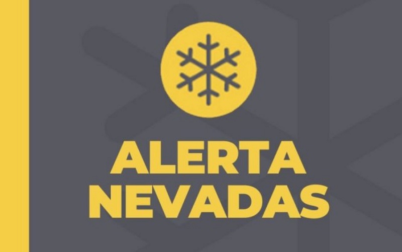 Alerta amarillo por nevadas para el viernes 27 y sábado 28