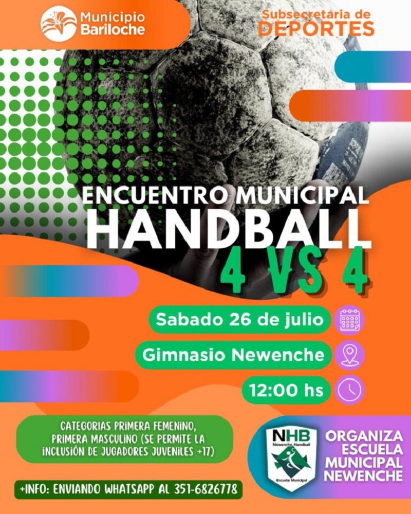 Se viene un nuevo Encuentro Municipal de Handball 4 vs 4 en el Gimnasio Newenche
