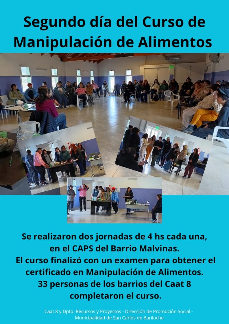Capacitación en Manipulación de Alimentos: 33 vecinos completaron el curso en el CAPS del Barrio Nuestras Malvinas