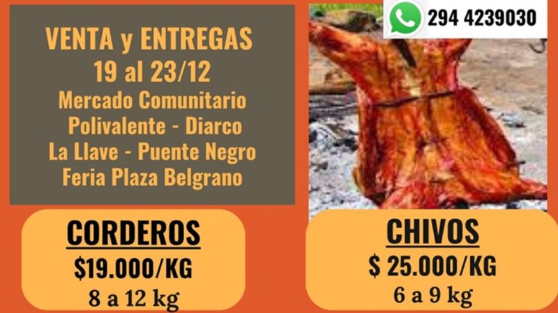 El Mercado Municipal Bariloche ofrece chivos y corderos de la Región Sur para las fiestas